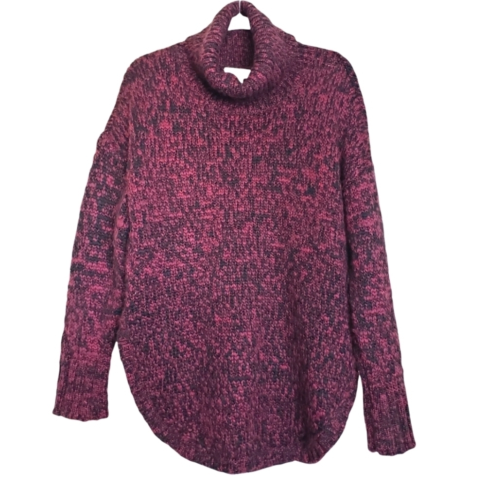 Treasure & Bond Burgundy Fair Isle Wool Blend Turtleneck Women's Sweater Size S